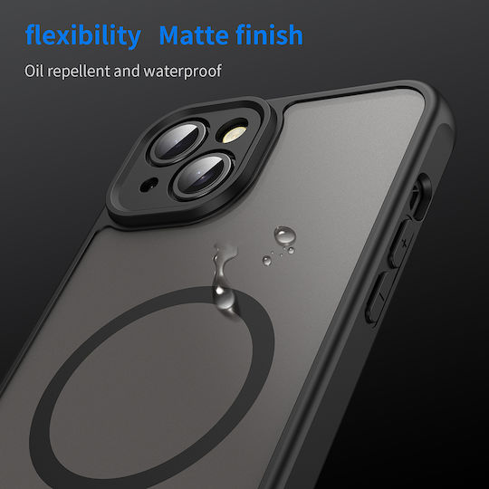 Techsuit Halofrost Ii Magsafe Umschlag Rückseite Silikon / Gehärtetes Glas Schwarz (iPhone 14)