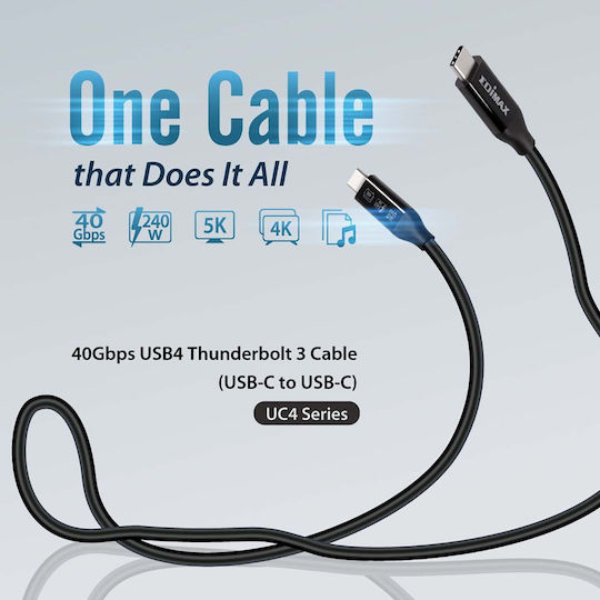 Edimax USB4/Thunderbolt3 USB 4 Видео Кабел USB-C Мъжки - USB-C 240W Захранване (PD) Черен 0.5м UC4-005TB