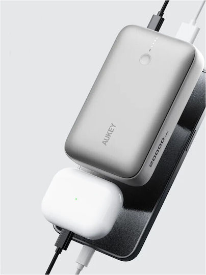 Aukey PB-Y57 Spark Mini Power Bank 20000mAh 22.5W με Θύρα USB-A και Θύρα USB-C Power Delivery Λευκό