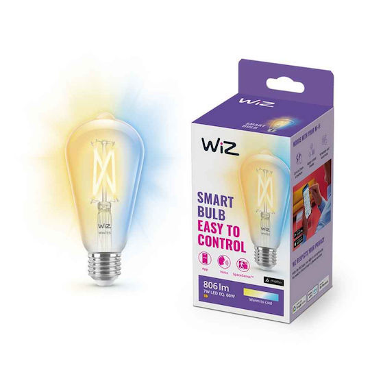 WiZ Smart Lampe LED für Fassung E27 und Form ST64 Einstellbar Weiß