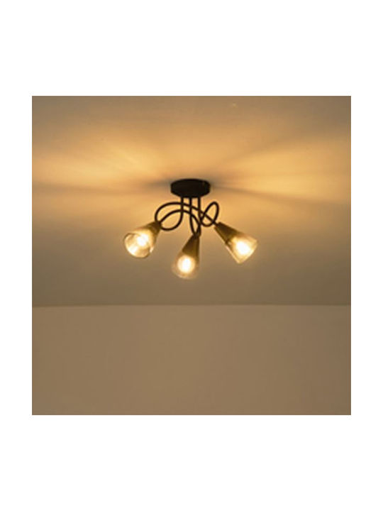 Eurolamp Τριπλό Σποτ με Ντουί E14 σε Μαύρο Χρώμα