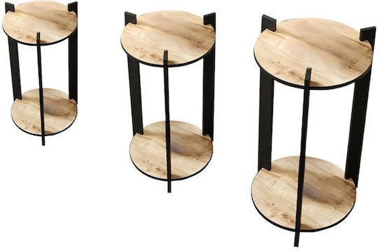 Hanah Home Plant Stands Wooden Beige 23cmx23cmx30cmcm. 3pcs