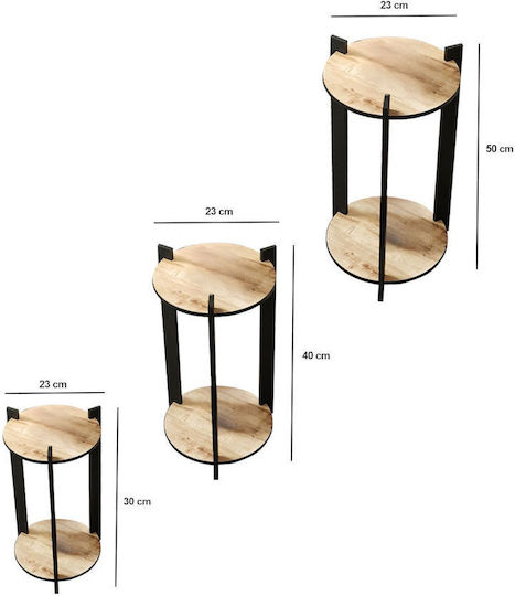 Hanah Home Plant Stands Wooden Beige 23cmx23cmx30cmcm. 3pcs