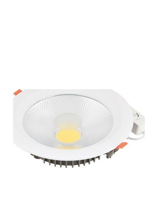 Spacelights Στρογγυλό Χωνευτό LED Panel 40W με Ψυχρό Λευκό Φως 6000K 22.5εκ.