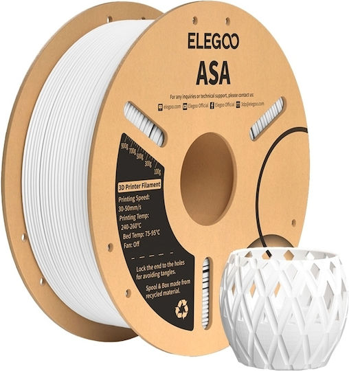 Elegoo ASA 3D Printer Filament 1.75mm Λευκό 1τμχ (Spool)