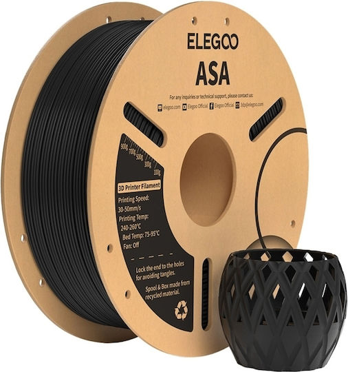 Elegoo ASA 3D Printer Filament 1.75mm Black 1pc Spool