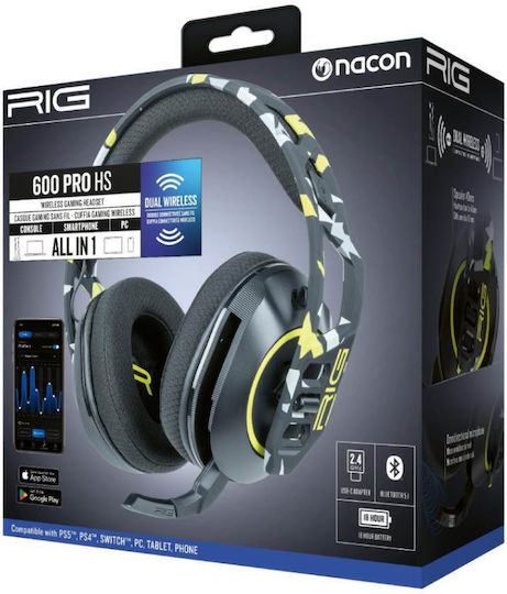 Nacon RIG 600 PRO HS Wireless Over Ear Gaming Headset with Connection Bluetooth Acid Camo