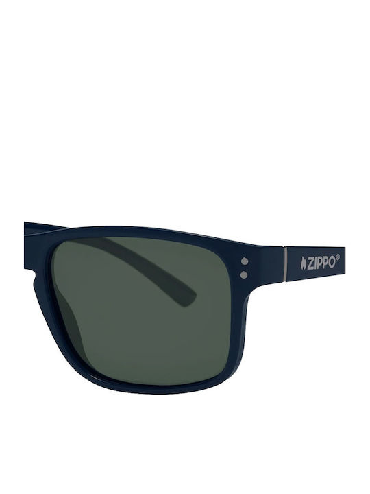 Zippo Men's Sunglasses with Navy Blue Plastic Frame and Black Polarized Lens OB78-03
