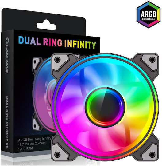 GameMax Case Fan 120mm 1200rpm with RGB Lighting and 3-Pin Connection