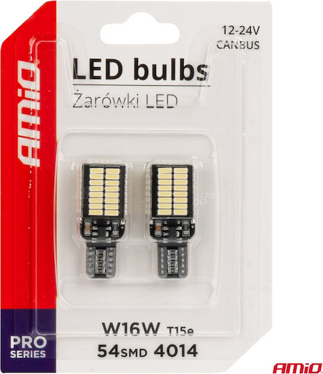 AMiO Lamps Car W16W Canbus LED 6000K Cold White 12-24V 2pcs