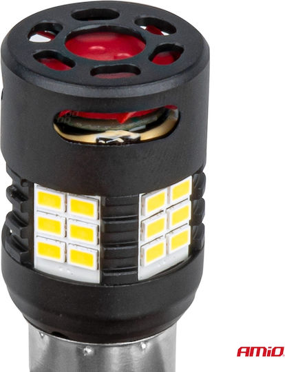 AMiO Лампи Автомобила BA15S / P21W / R10W / R5W Canbus LED 6000К Хладно бяло 12-24V 2бр