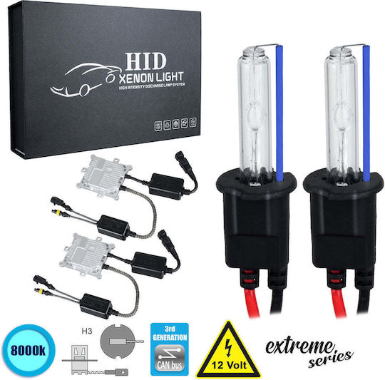 GloboStar Car Xenon Kit Extreme Series H3 CAN Bus 110W 9-16V 8000K Cold White