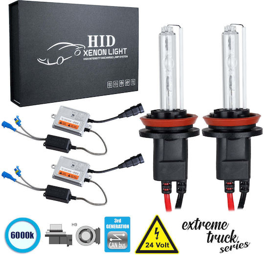 GloboStar Truck Xenon Kit Extreme Truck Series H9 CAN Bus 110W 24V 6000K Cold White