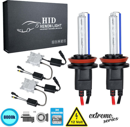 GloboStar Car Xenon Kit Extreme Series H8 CAN Bus 110W 9-16V 8000K Cold White