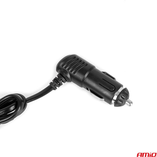AMiO Car Charger 100W with Ports: 2xUSB 3xLighter with Cable Embedded Black Color