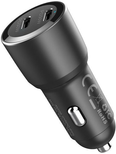 Mobile Origin CA11 Φορτιστής Αυτοκινήτου 60W Γρήγορης Φόρτισης με Θύρες: 2xType-C Μαύρο Χρώμα