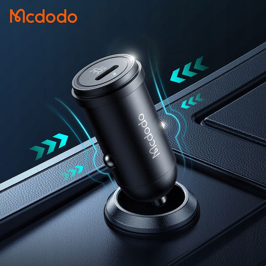 Mcdodo Cc-7491 Auto-Ladegerät 30W 5A Schnellladen mit einer Buchse 1xType-C Schwarz Farbe