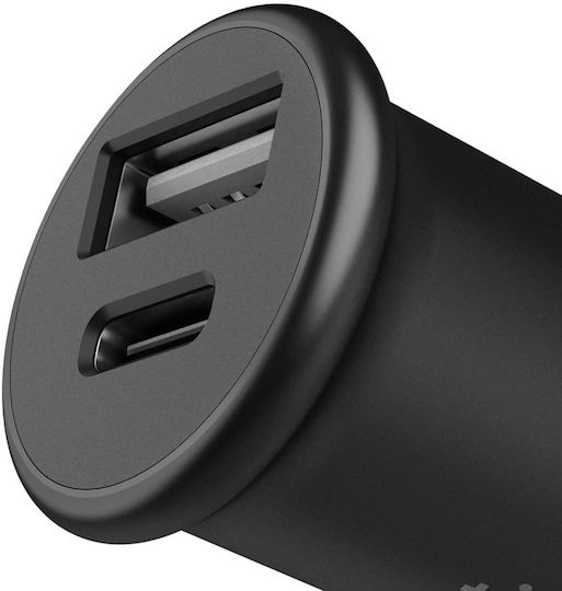 Partel Grab N Go Зарядно за кола с Портове: 1xUSB 2xType-C Черен Цвят