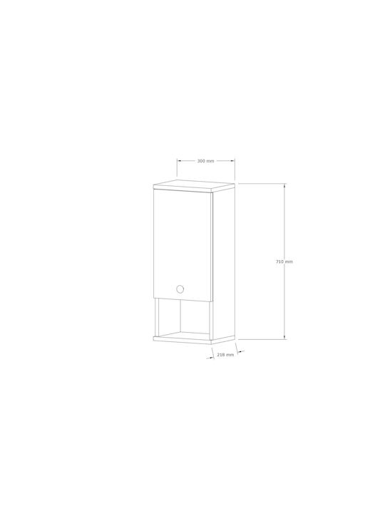Ντουλάπι Τοίχου Mis Walnut 30x21.8x71εκ.