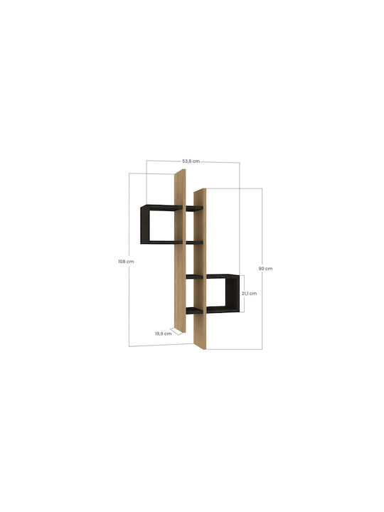 Shelf Wall Emse Oak-anthracite 53.8x19.6x108cm