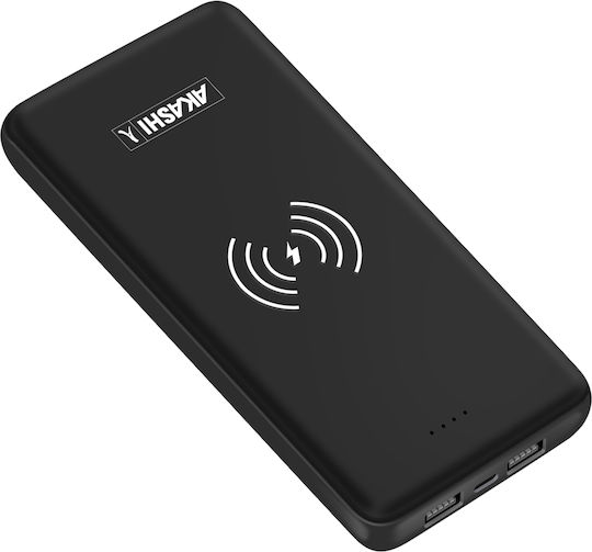 Akashi Powerbank 10000 mAh 18 W mit 2 USB-A-Anschlüssen und USB-C-Anschluss Power Delivery / Schnellladung Schwarz