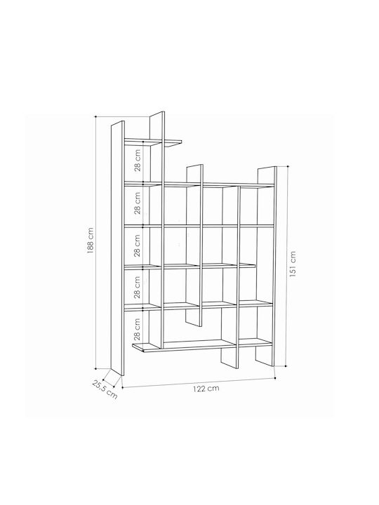 Библиотека Manco Тъмен Дъб 122x25.5x188см