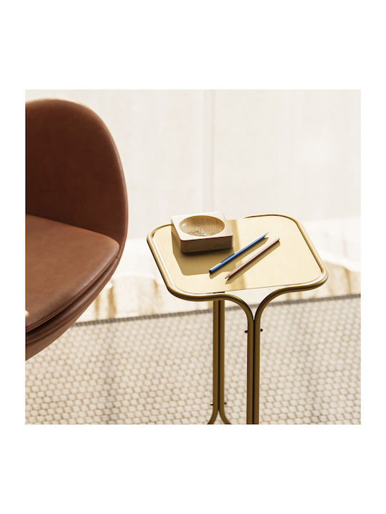 Square Side Table Wooden Gold 30x30x52cm