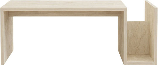 Rechteckiger Zentraler Kaffeetisch Memo Holz Travertin Beige M86.8xL50xH32.4cm