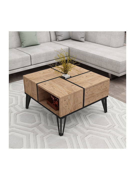Square Central Coffee Table Nirvana Wooden Pine-Black M71.8xL71.8xH43.8cm