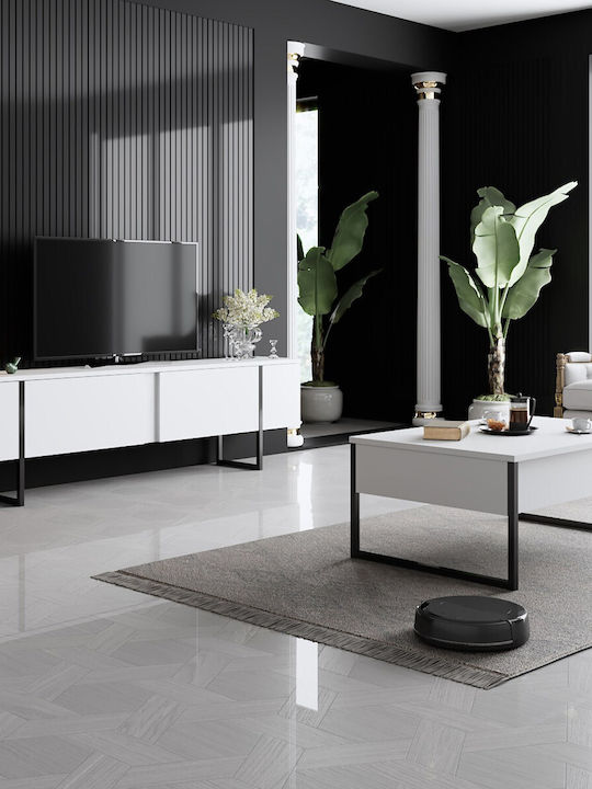 Stand TV Luxe Alb-negru L180xA30xÎ50cm