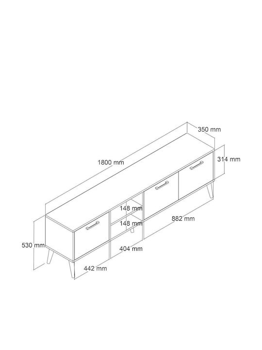 TV Stand Oak M180xD35xH53cm