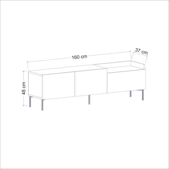 Hanah Home TV Stand Anthracite M160xD37xH48cm
