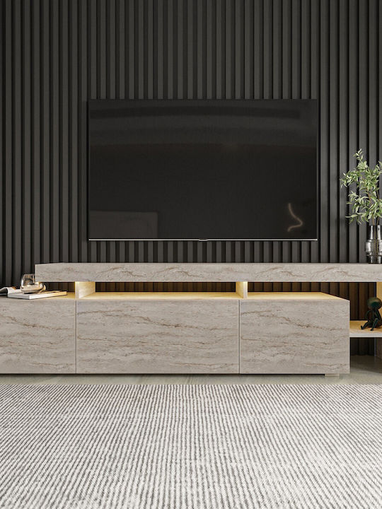 Έπιπλο Τηλεόρασης Beliz με Φωτισμό LED Travertine Beige Μ192xΠ37xΥ53cm