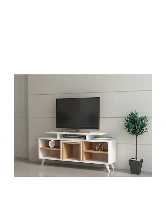 TV Stand Kutay White-Teak 120x29.5x56.9 cm