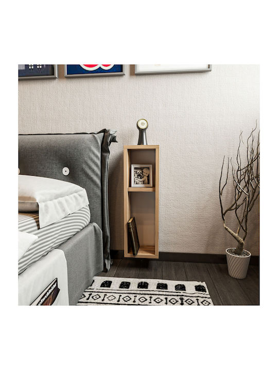 Wooden Bedside Table Natural Wood 20x15x65cm
