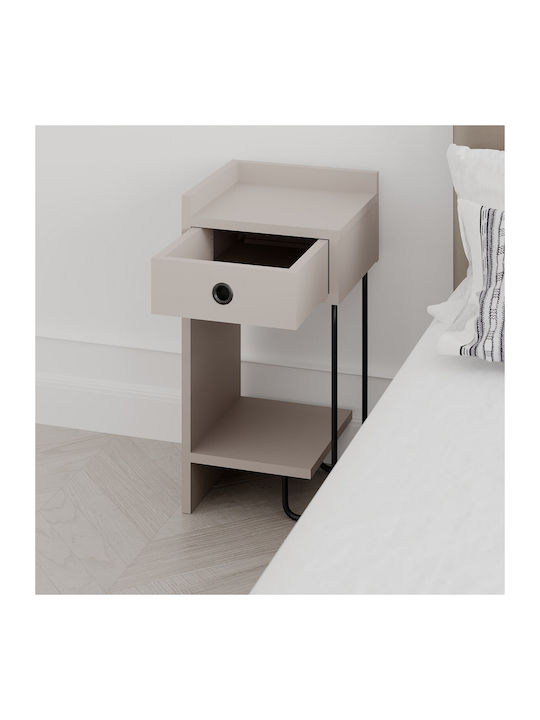 Sirius Bedside Table Left Wooden Brown 31.5x29.5x60cm