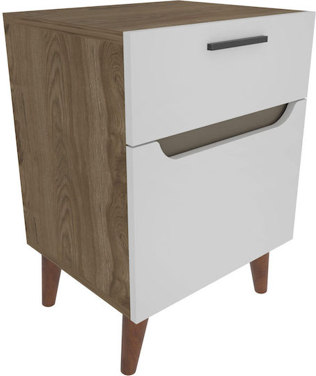 Bedside Table Losso Wooden White 45x36.8x63cm