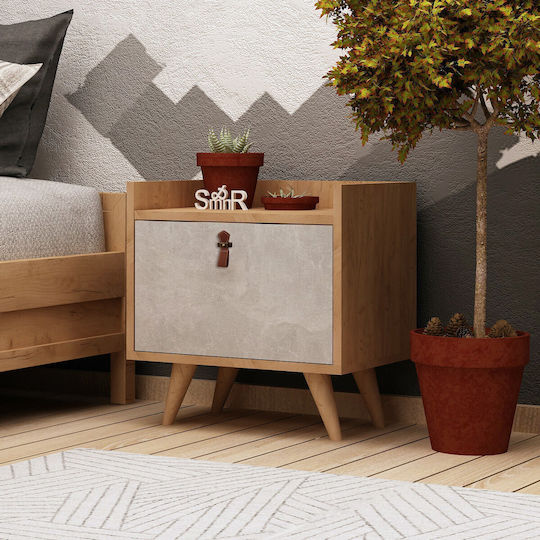 Bedside Table Paju Wooden Beige 55x50x55cm