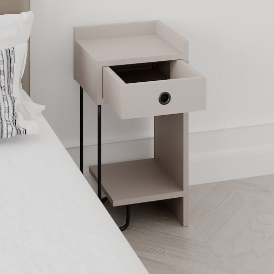 Sirius Bedside Table Right Wooden Brown 31.5x29.5x60cm