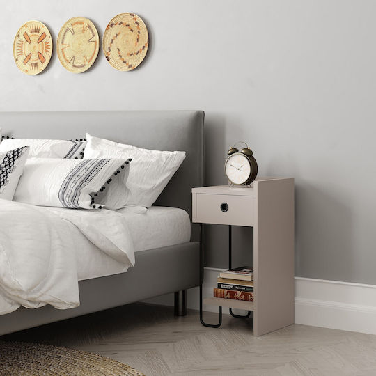 Sirius Bedside Table Right Wooden Brown 31.5x29.5x60cm