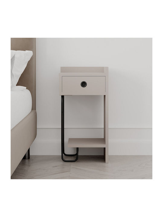 Sirius Bedside Table Right Wooden Brown 31.5x29.5x60cm