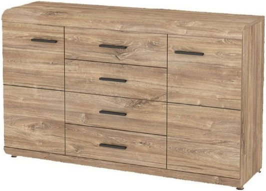 Буфет Дървен с Чекмеджета Натурален Дъб 140x42x86.5см