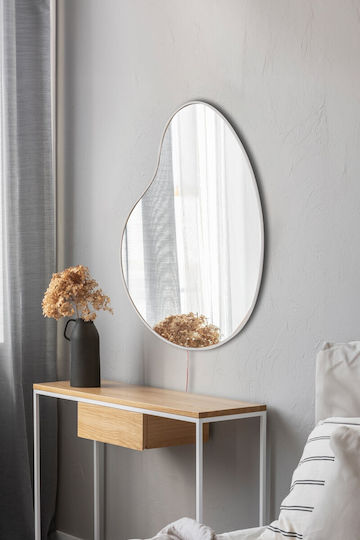 Hanah Home Wall Mirror with Gray Wooden Frame & LED Lighting 60x50cm 1pcs