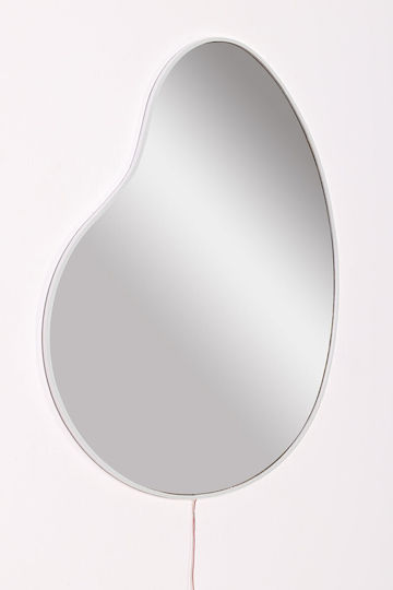 Hanah Home Wall Mirror with Gray Wooden Frame & LED Lighting 60x50cm 1pcs