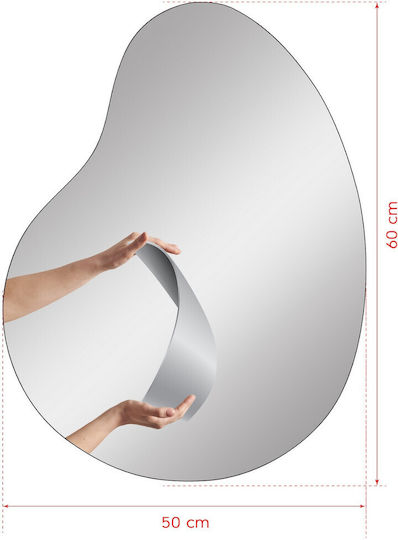 Hanah Home Wall Mirror with Gray Wooden Frame & LED Lighting 60x50cm 1pcs