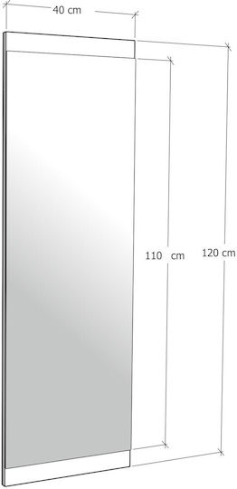 Aberto Design Basic Wandspiegel Ganzkörper mit Schwarz Hölzernes Rahmen 120x40cm 1Stück