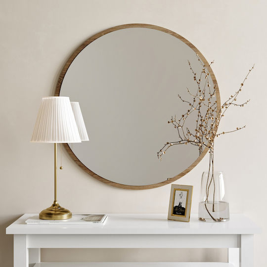 Aberto Design Καθρέπτης Τοίχου με Καφέ Πλαστικό Πλαίσιο Διαμέτρου 60cm