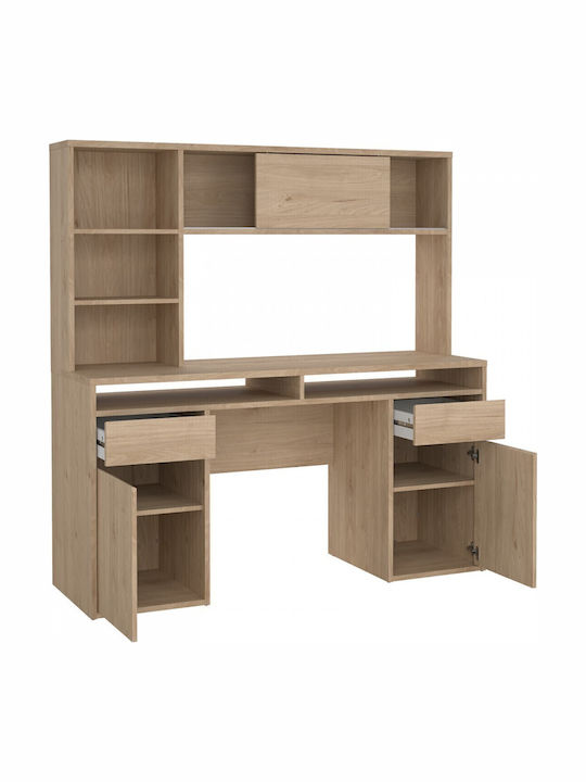 Γραφείο Function Plus Ξύλινο με Βιβλιοθήκη Jackson Hickory 149x48x156.2εκ.
