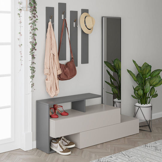 Ramda Mobilier de Intrare cu Dulap pentru Pantofi Light Mocha-anthracite 137x35x154cm