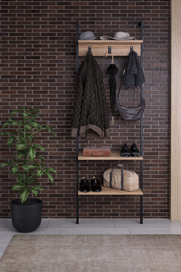 Nina Mobilier de Intrare cu Dulap pentru Pantofi Oak-black 60x26x180cm